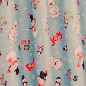 Christmas Cloth Shower Curtain 70" x 72" Snowman Polar Bear Blue New in Package